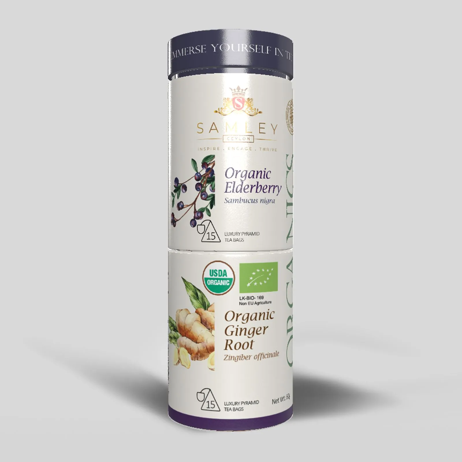 Elderberry & Ginger Root 30 Pyramid Bags in Canister